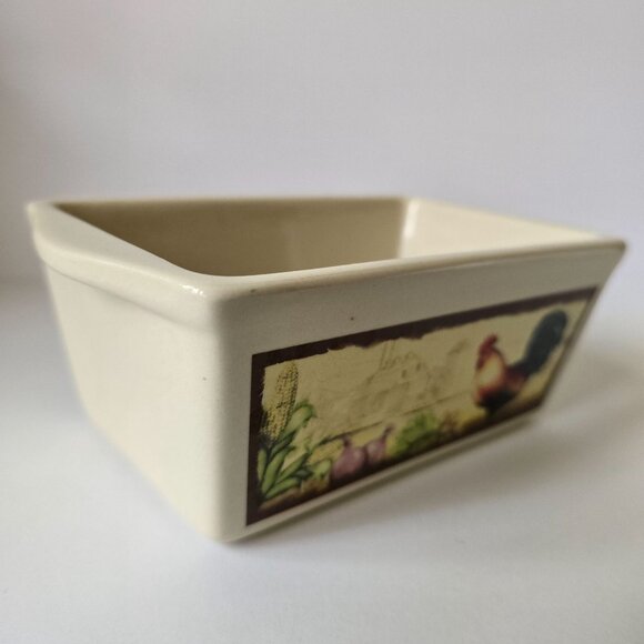 Nantucket Stoneware Mini Loaf Rooster-Themed Rectangular Baking Dish - Picture 6 of 15